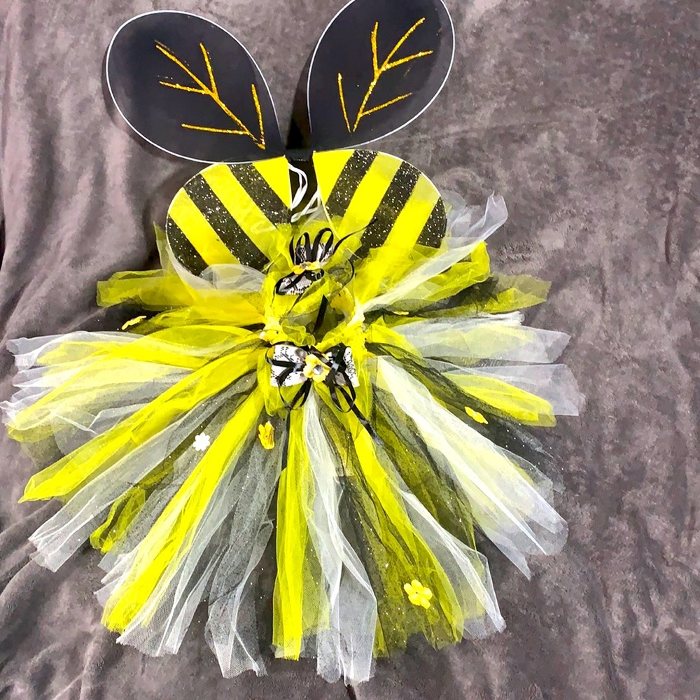 Bubble Bee 3 Piece Tutu Dress, Wings & Hair Bow